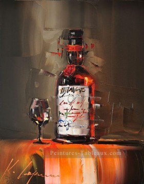Vin en brun Kal Gajoum texturé Peinture à l'huile
